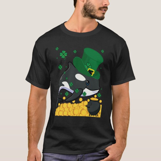 Orca Fisch Shamrock St. Patrick's Day T-Shirt (Vorderseite)