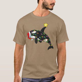 Orca Fish Lighting Xmas Tree Matching Orca Christm T-Shirt