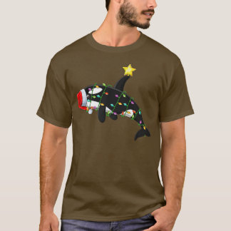 Orca Fish Lighting Xmas Tree Matching Orca Christm T-Shirt