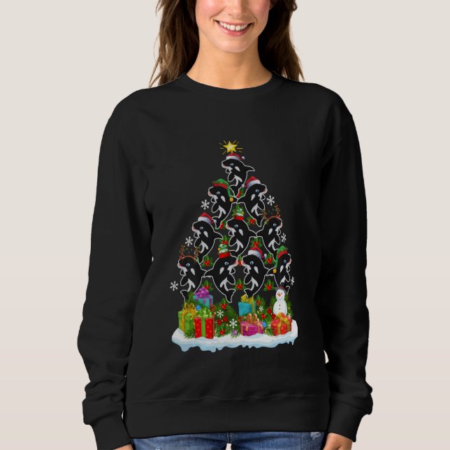 Orca Fish  Xmas Holiday  Orca Christmas Tree Long  Sweatshirt (Vorderseite)