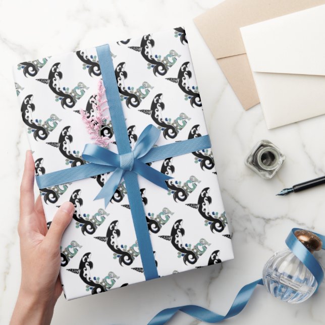 Orca Freedom Art Travel Wrapping Paper Geschenkpapier (Schenken)