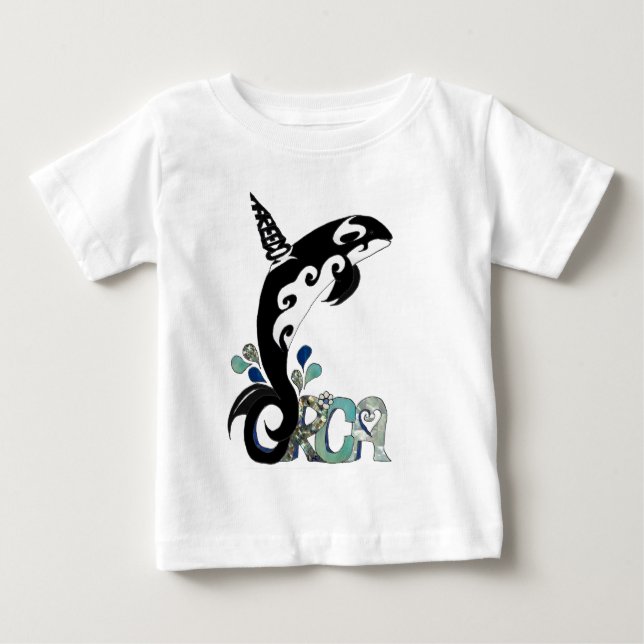 Orca Freedom Kunst Baby T-shirt (Vorderseite)
