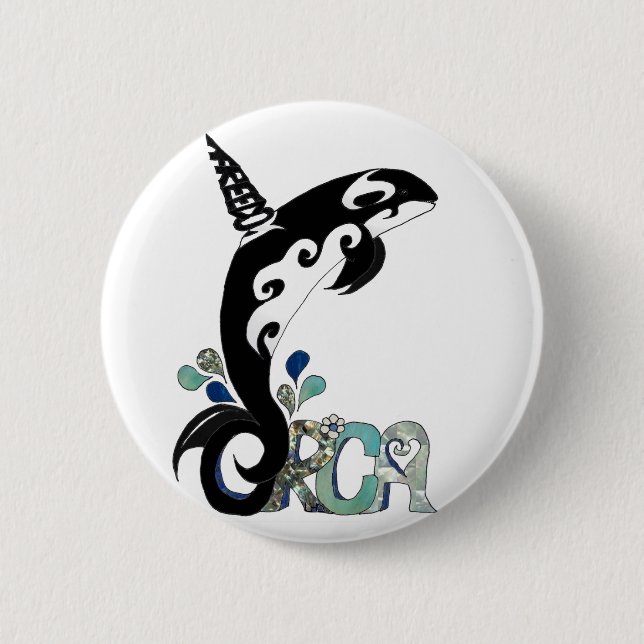 Orca Freedom Kunst Button (Vorderseite)