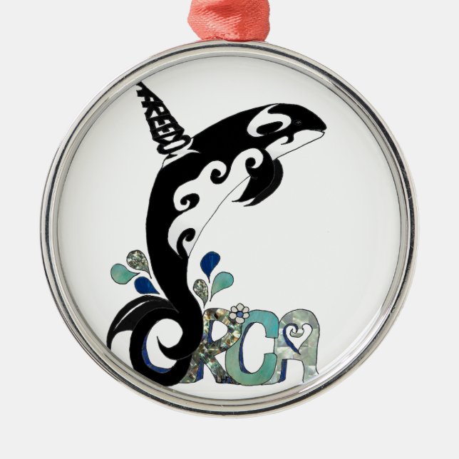 Orca Freedom Kunst Ornament Aus Metall (Vorne)