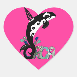 Orca-Freiheitskunst Herz-Aufkleber