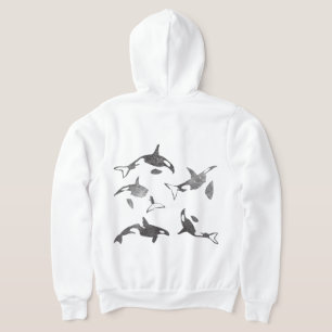 Orca Full Zip Up Grunge Back Design Hoodie