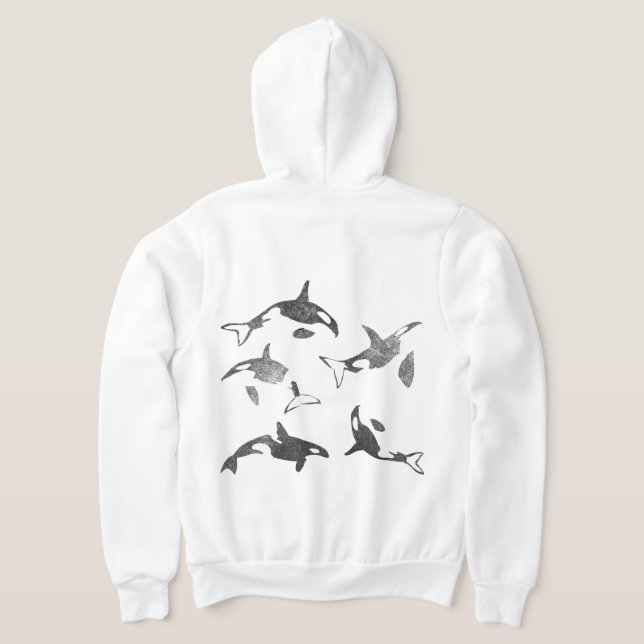 Orca Full Zip Up Grunge Back Design Hoodie (AblageHinten)