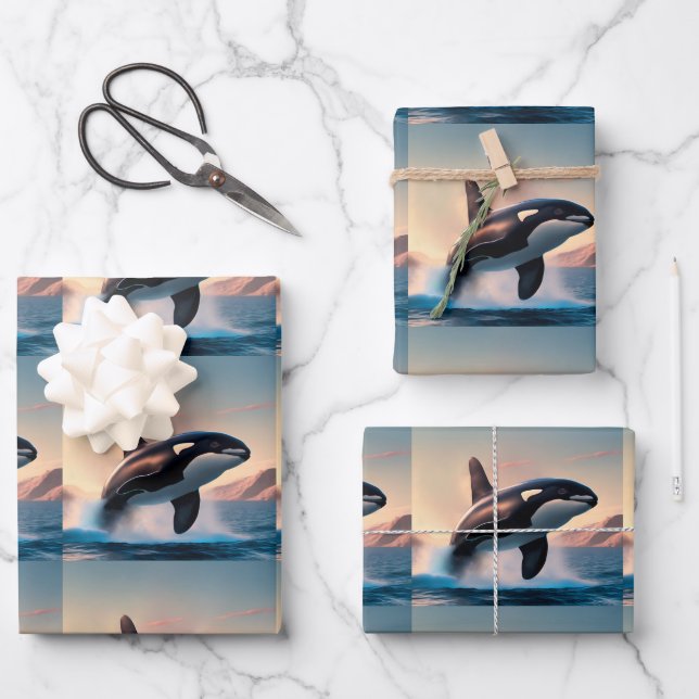 Orca Geschenkpapier Set (Vorderseite)