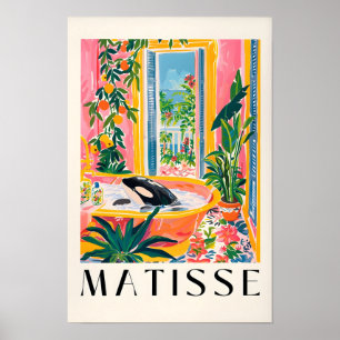 Orca in Bathtub Poster, Matisprint, Maximalist Poster