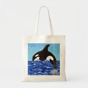 Orca in der blauen Malerei Tragetasche