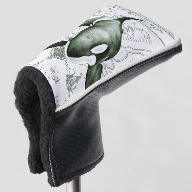 Orca-Karte Grün Golf Headcover (3/4 Vorderseite)