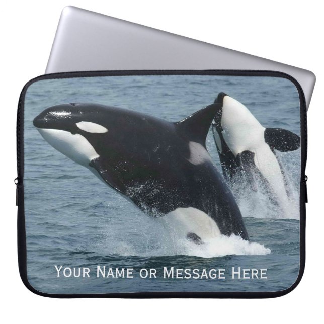 Orca Killer Wale Brechen Personalisiert Laptopschutzhülle (Vorderseite)