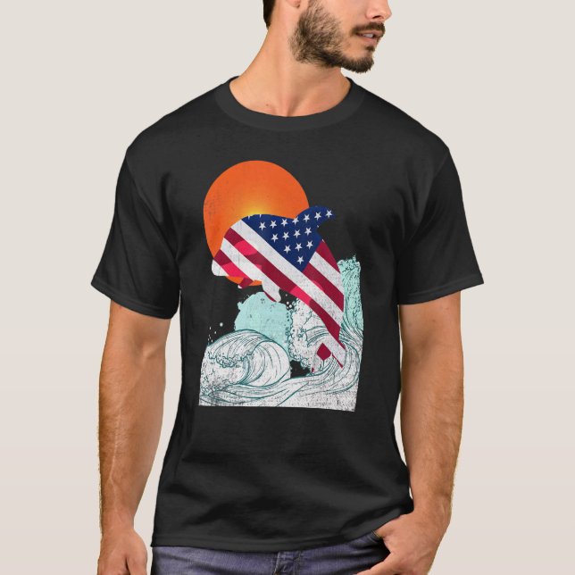 Orca Killer Whale American Flag Patriotic Happy 4t T-Shirt (Vorderseite)