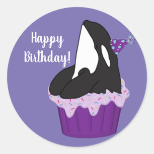 Orca Killer Whale Birthday Classic Runder Aufkleber