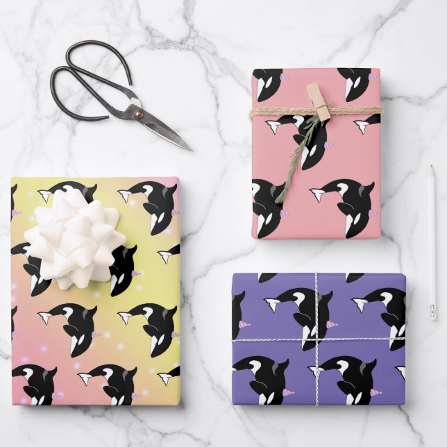Orca Killer Whale Birthday Geschenkpapier Set (Vorderseite)