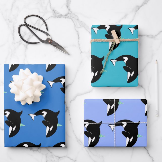 Orca Killer Whale Birthday Geschenkpapier Set (Vorderseite)