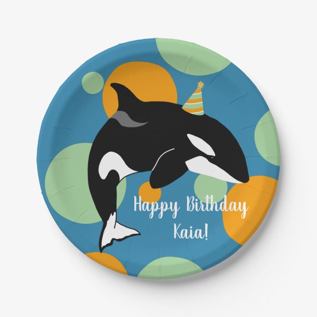 Orca Killer Whale Birthday Pappteller (Vorderseite)
