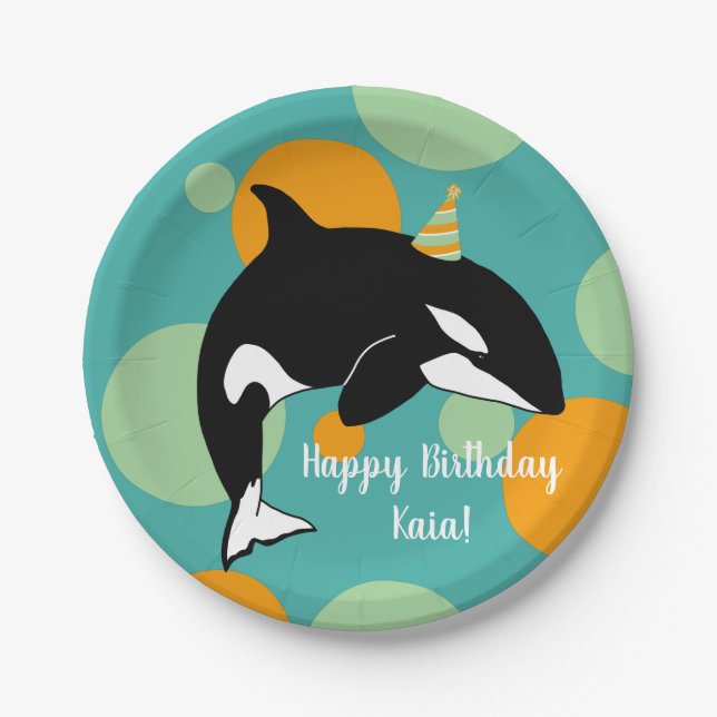Orca Killer Whale Birthday Pappteller (Vorderseite)