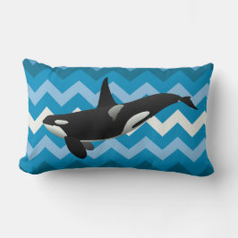 Orca Killer Whale Blue Zickzack Throw Kissen