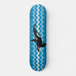 Orca Killer Whale Blue Zigzag Zickzack Skateboard