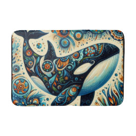 Orca Killer Whale Floral Whimsical Nautical Beach Badematte
