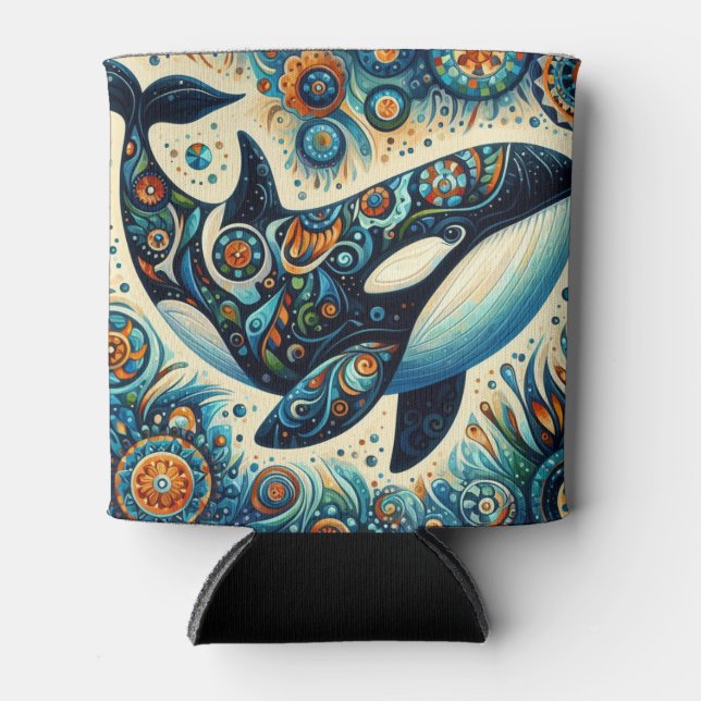 Orca Killer Whale Floral Whimsical Nautical Beach Dosenkühler (Vorderseite)