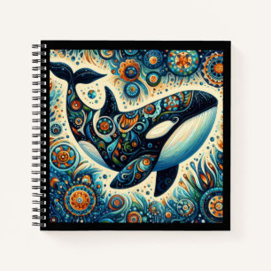 Orca Killer Whale Floral Whimsical Nautical Beach Notizbuch