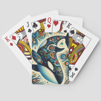Orca Killer Whale Floral Whimsical Nautical Beach Spielkarten