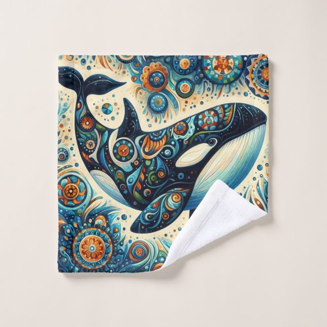 Orca Killer Whale Floral Whimsical Nautical Beach Waschlappen (Waschlappen)