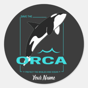 Orca Killer Whale für ein Mädchen, das nur Orcas L Runder Aufkleber