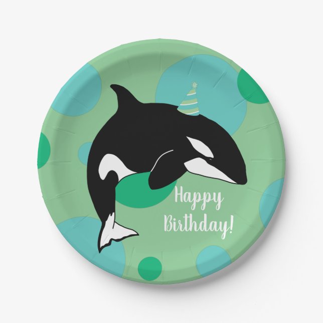 Orca Killer Whale Geburtstag individuell einstellb Pappteller (Vorderseite)