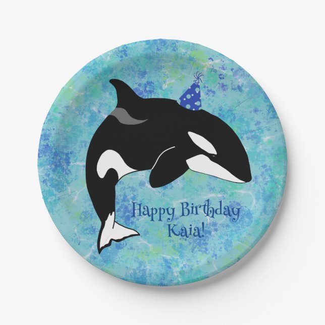 Orca Killer Whale Geburtstag individuell einstellb Pappteller (Vorderseite)