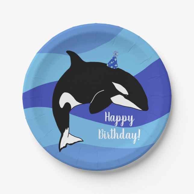 Orca Killer Whale Geburtstag individuell einstellb Pappteller (Vorderseite)
