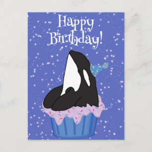 Orca Killer Whale Geburtstag individuell einstellb Postkarte
