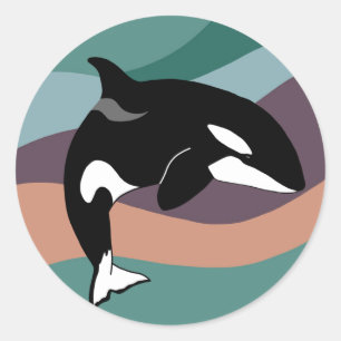 Orca Killer Whale Geburtstag individuell einstellb Runder Aufkleber