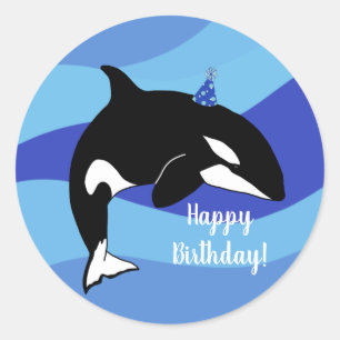 Orca Killer Whale Geburtstag individuell einstellb Runder Aufkleber