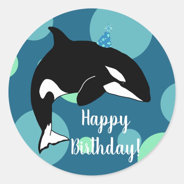 Orca Killer Whale Geburtstag individuell einstellb Runder Aufkleber (Vorderseite)