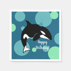 Orca Killer Whale Geburtstag individuell einstellb Serviette