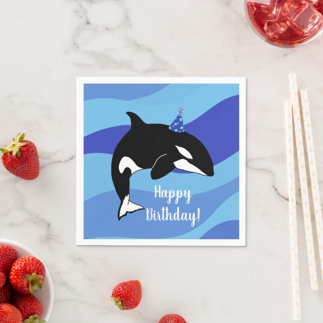 Orca Killer Whale Geburtstag individuell einstellb Serviette (Beispiel)