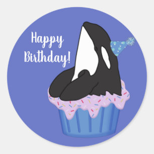 Orca Killer Whale Geburtstag  Runder Aufkleber