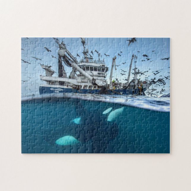 Orca Killer Whale Kommerzielle Fischerboote Puzzle (Horizontal)
