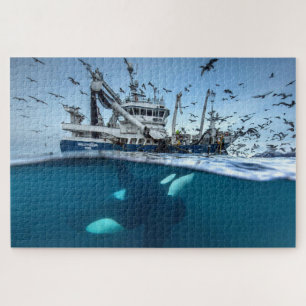 Orca Killer Whale Kommerzielle Fischerboote Puzzle