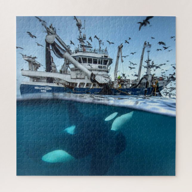 Orca Killer Whale Kommerzielle Fischerboote Puzzle (Vertikal)