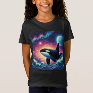Orca Killer Whale Starry Night Colorful Ocean Art T-Shirt