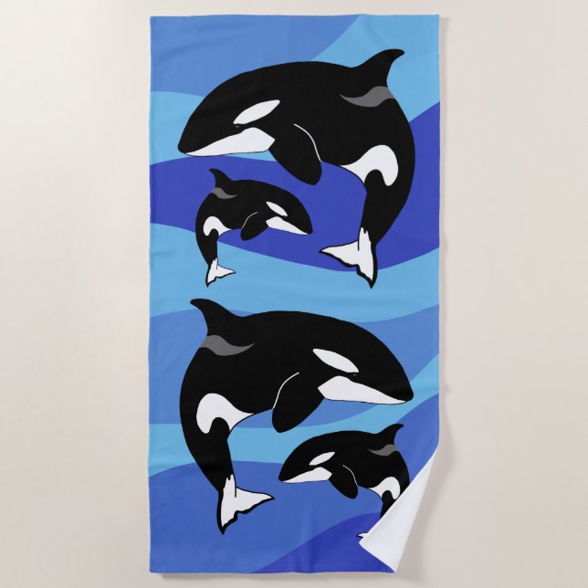 Orca Killer Whale  Strandtuch (Vorderseite)