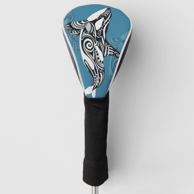 Orca Killer Whale Tlingit Indigo Blue Tinte Golf Headcover (Vorderseite)