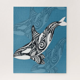 Orca Killer Whale Tlingit Indigo Blue Tinte Puzzle
