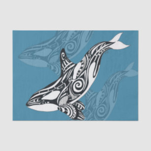 Orca Killer Whale Tlingit Indigo Blue Tinte Seidenpapier