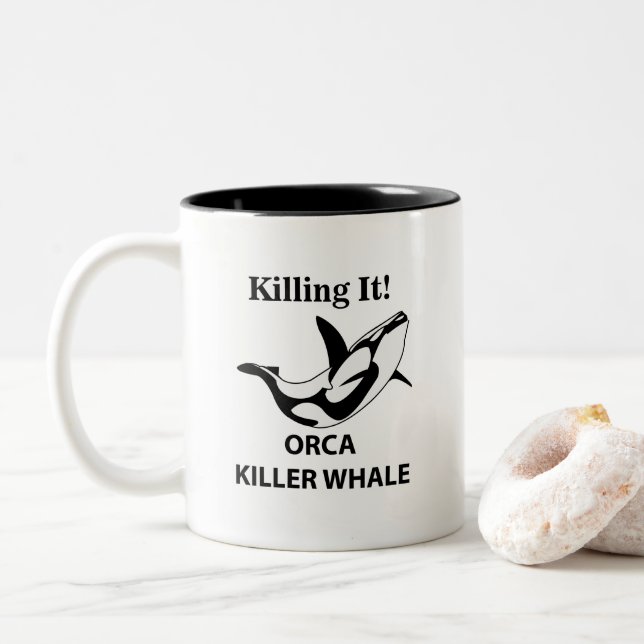 Orca Killer Whale tötet es lustig Zweifarbige Tasse (Mit Donut)