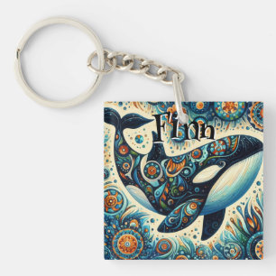 Orca Killer Whale Whimsical Nautical Personalisier Schlüsselanhänger